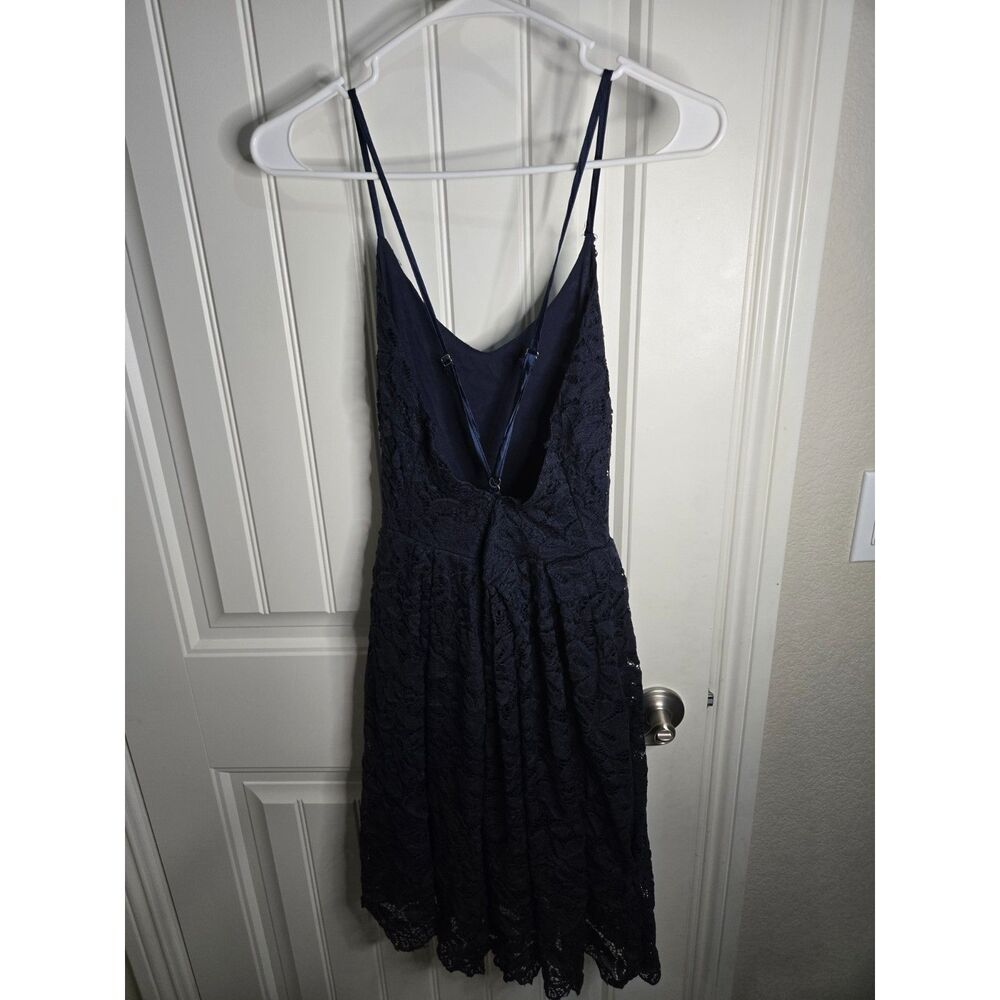 MEROKEETY Women’s Size S Navy Blue Lace Sleeveless V-Neck Fit & Flare Dress
